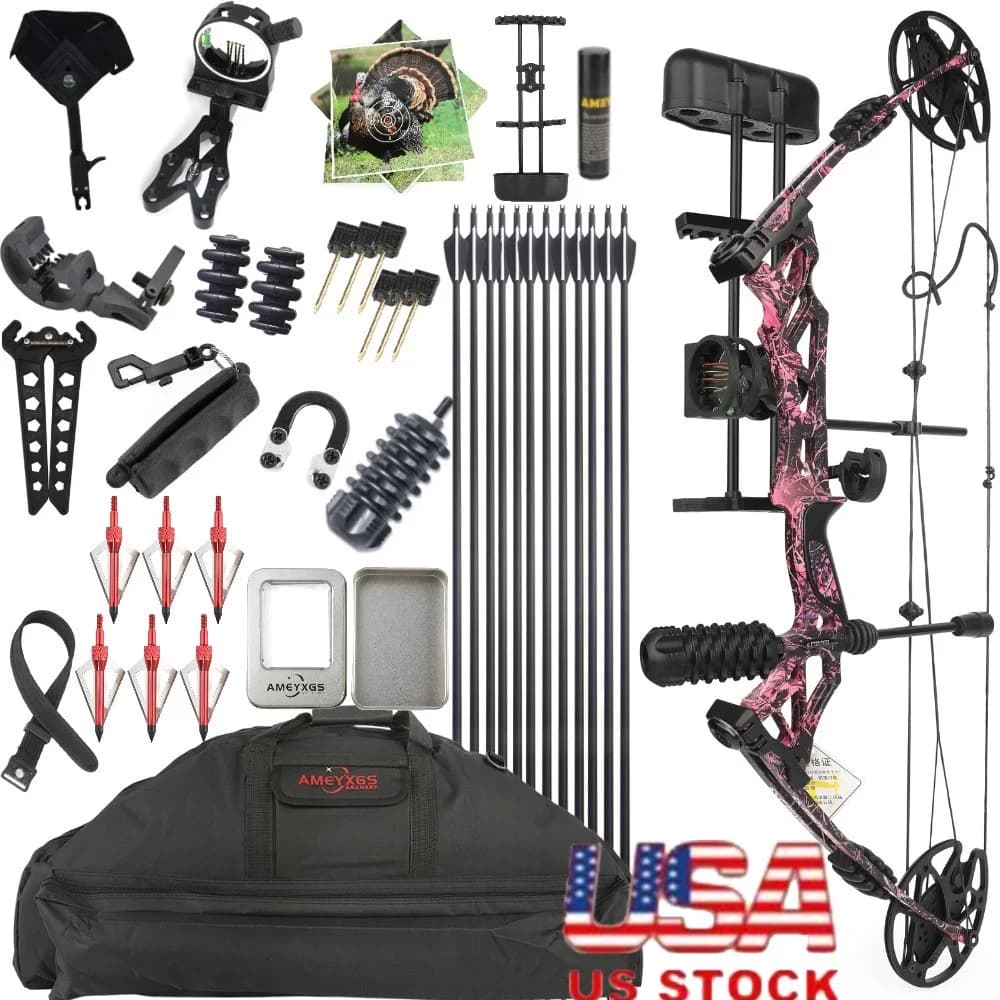 Arco Compound Regolabile con Frecce 30-70 libbre 80% Let-off 320FPS, Riser in Lega ad Alta Resistenza per Tiro con l'Arco, Caccia, Tiro al Bersaglio, Pratica di Tiro, Accessori Sportivi Outdoor