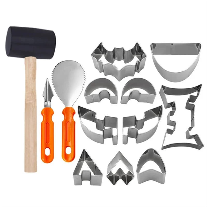 A93Z 13-Piece Pumpkin Carving Mold Set For Halloween Decoration Jack-O-Lanterns DIY Pumpkin Carving Tools