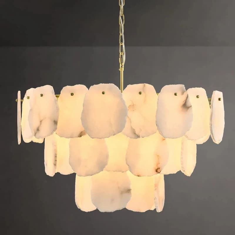 Lampadario a soffitto in marmo postmoderno Led Decorazione della casa Soggiorno Ottone Alabastro Decor Lampadari ad anello Apparecchio Lustri