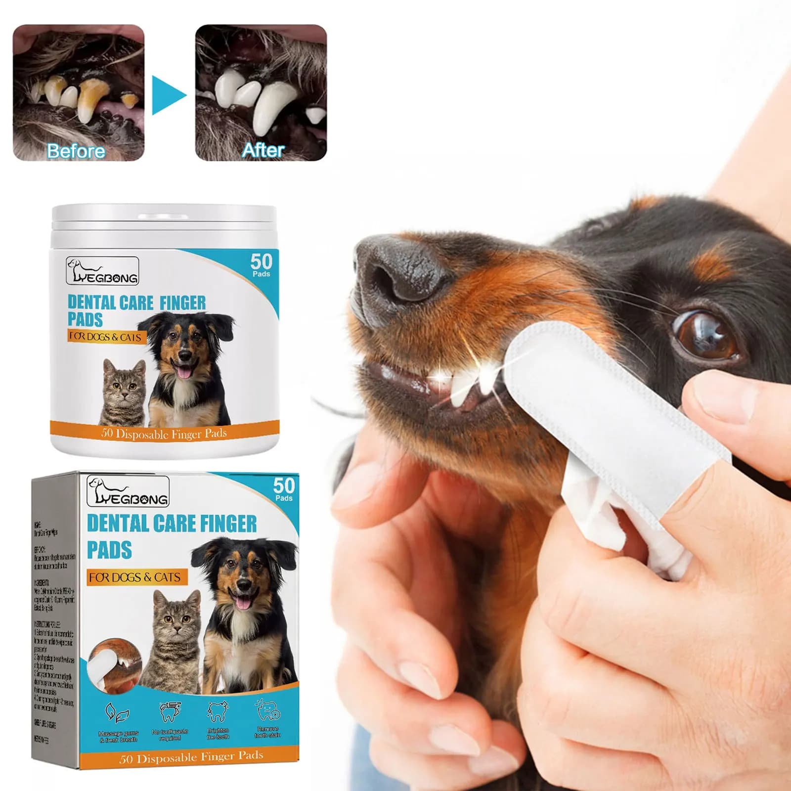 Salviette per le dita dei denti del cane rimuovi la placca del tartaro pulizia delle macchie dei denti igiene orale pulizia coclea bocca fresca salviette per la pulizia dei denti dell'animale domestico
