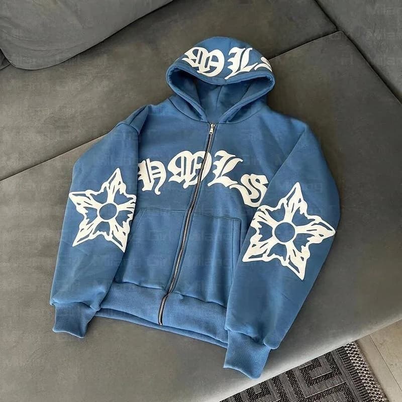 Felpa con cappuccio Goth Punk con zip, stampa fiocco di neve e lettere, da donna, dolce, a maniche lunghe, foderata in pile, taglio dritto, con nodo