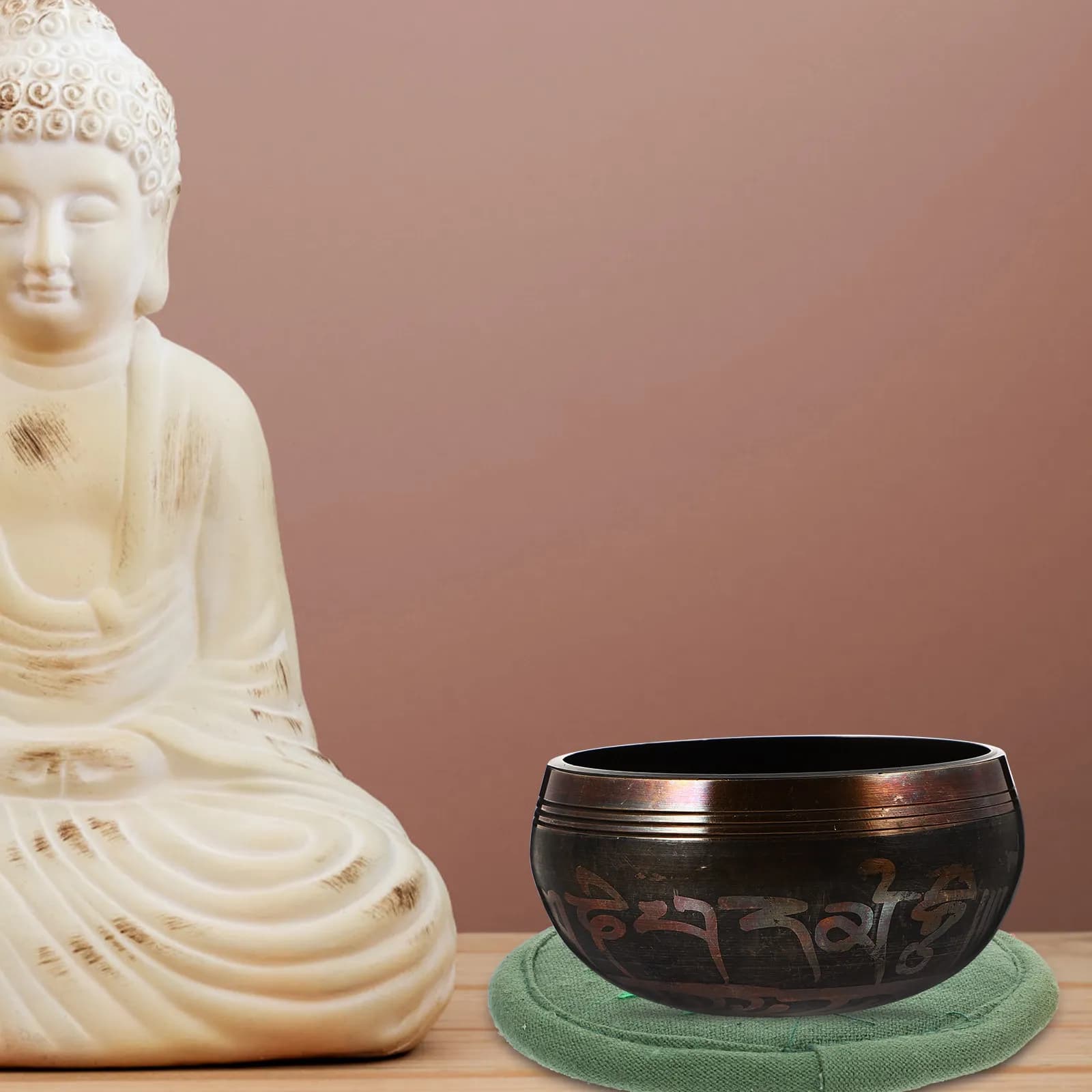 2Pcs Buddhist Sound Bowl Rounded Pad Embroidered Tea Coaster Style Religious Cushion for Singing Bowl Practice Ritual Prop Mat