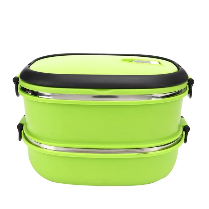 Contenitore termico portatile in acciaio inox a doppio strato per il pranzo, ideale per picnic all'aperto.