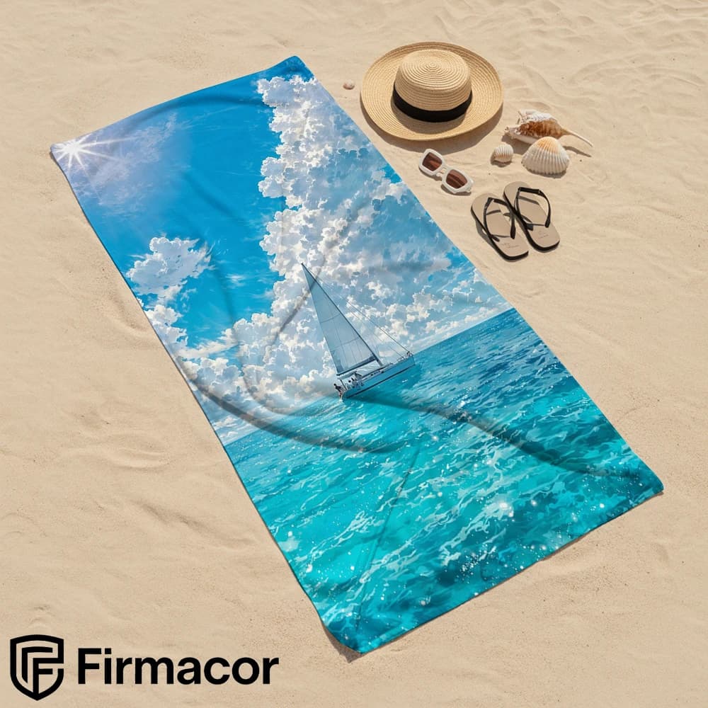 Sailboat Horizon Cartoon Anime Beach Towel Microfiber Quick Dry Super Absorbent Soft Bath Towel for Kids Adults Travel