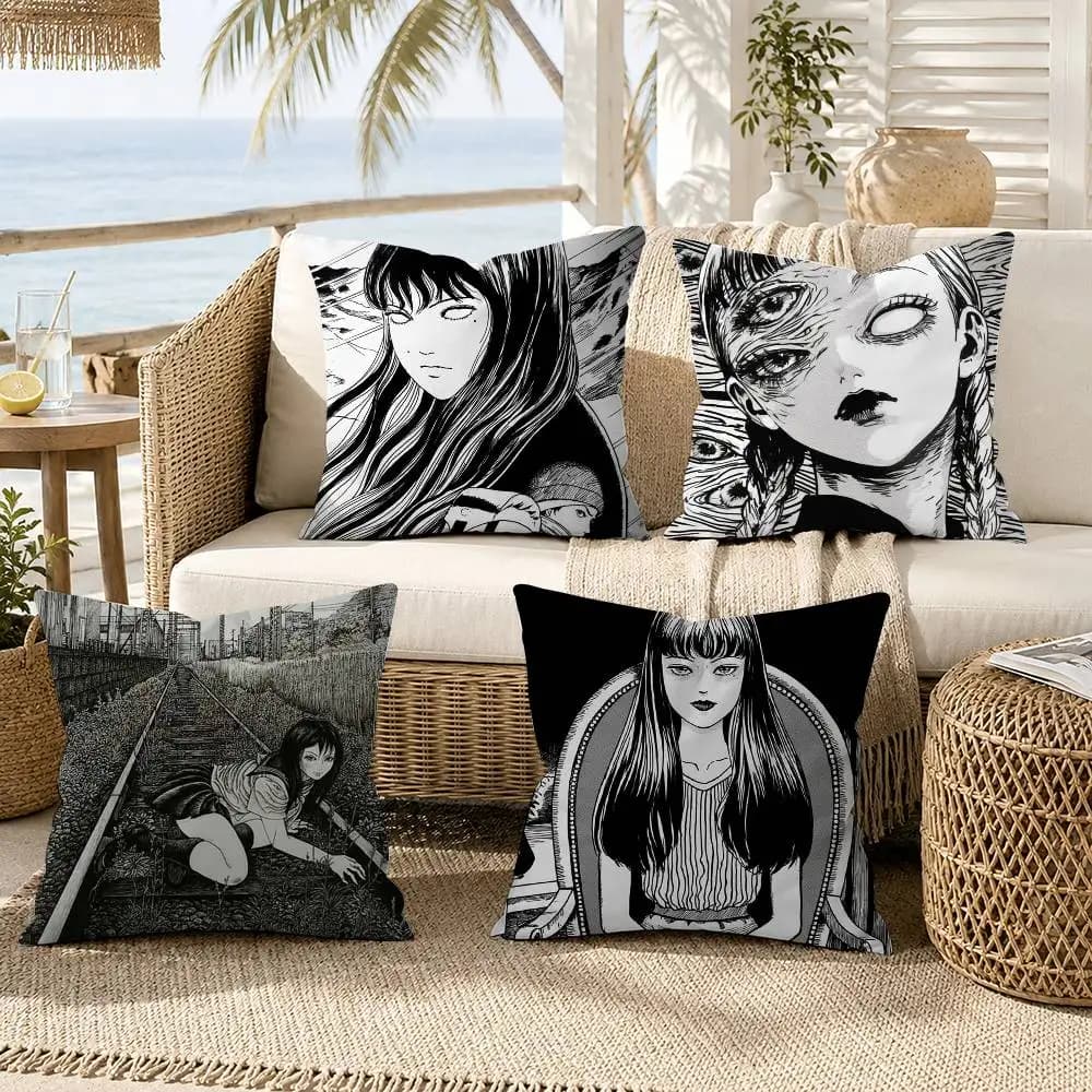 Japan Manga Junji Ito Tomie Pillow Case for Sofa Living Room Home office Decor Protective Cover