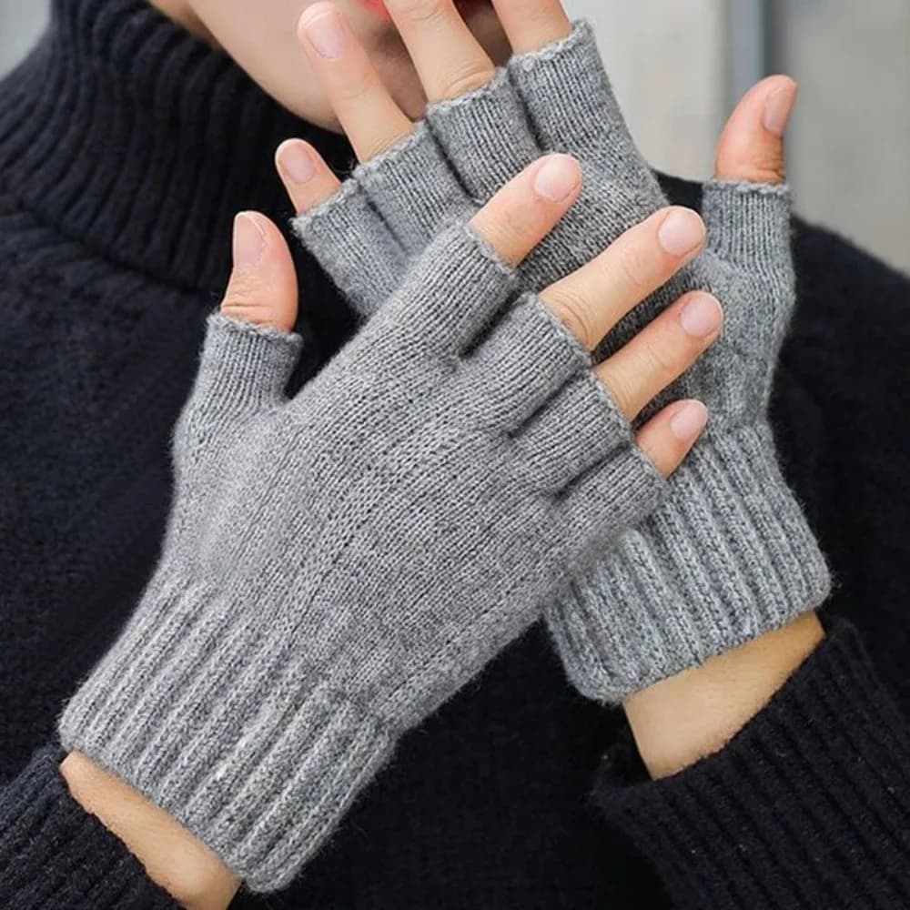 2026 Winter and autumn knitted gloves Men's and women's fingerless gloves in warm plush touchscreen gloves for outdoor sports