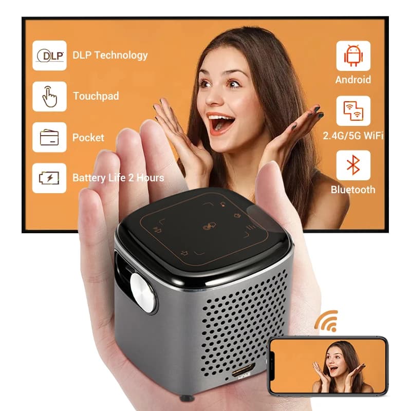 Hotack OEM ODM D048B Mini proiettore video DLP portatile Smart WiFi Android Full HD 1080P LED