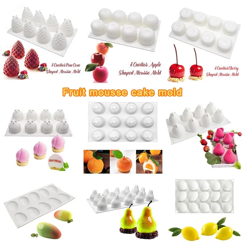 Food Silicone Stamp Fruit Series – Multi-Forma (Ananas, Fishing, Strawberry) for Sweets and Mousse, Easy to Form