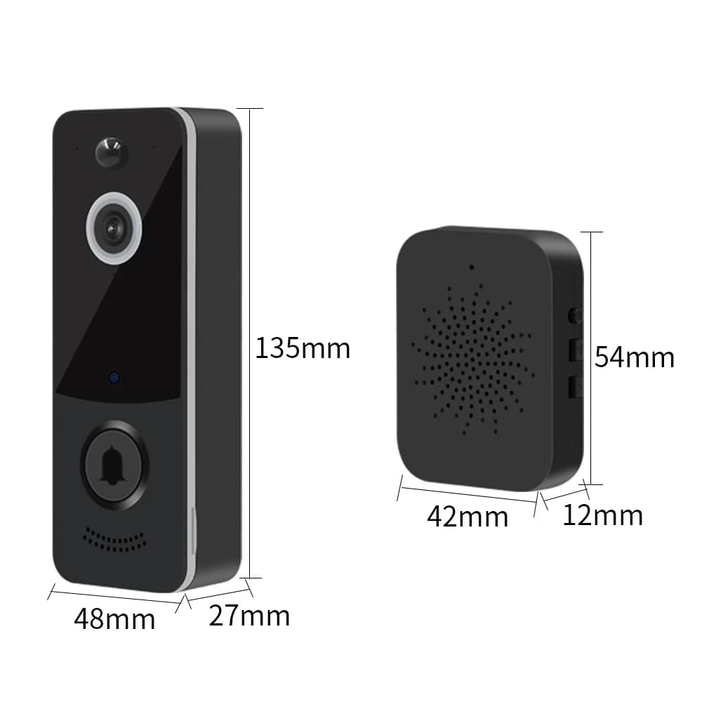 TTLOCK Videocitofono wireless 1080P HD Monitor esterno Rilevazione movimento Visione notturna Impermeabile con citofono WiFi da 2,4 GHz