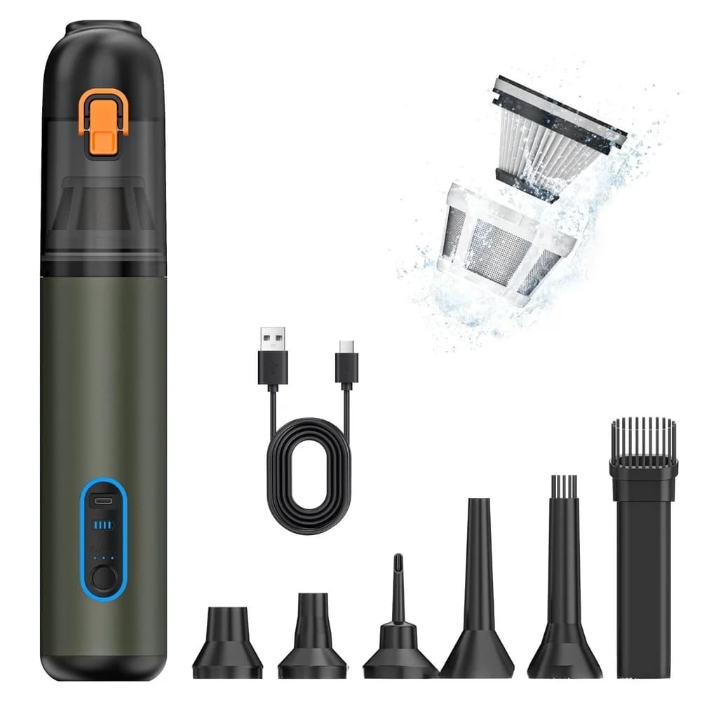 Aspirapolvere per Auto Senza Fili, Batteria da 6000mAh, Potente Aspirazione 20000Pa, Aspirapolvere Portatile con Soffiatore d'Aria e Luce per Veicoli