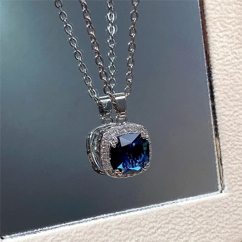 CAOSHI Charming Necklace Lady Anniversary Jewelry with Blue Stone Trendy Modern Style Accessories for Engagement Ceremony Party