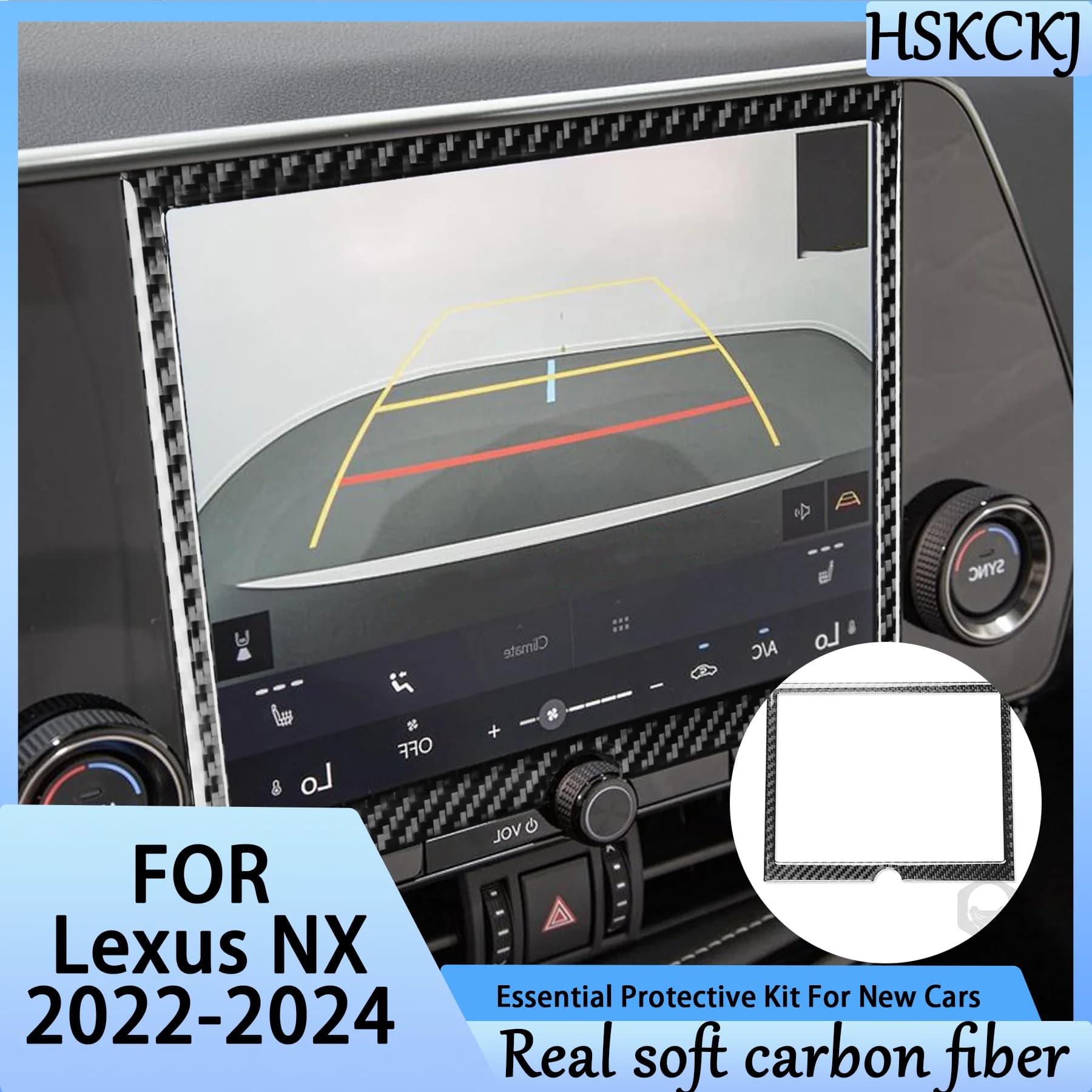 Adesivi per Accessori Interni in Fibra di Carbonio, Decorazione del Pannello del Telaio dello Schermo Multimediale Centrale per Lexus NX 2022-2024