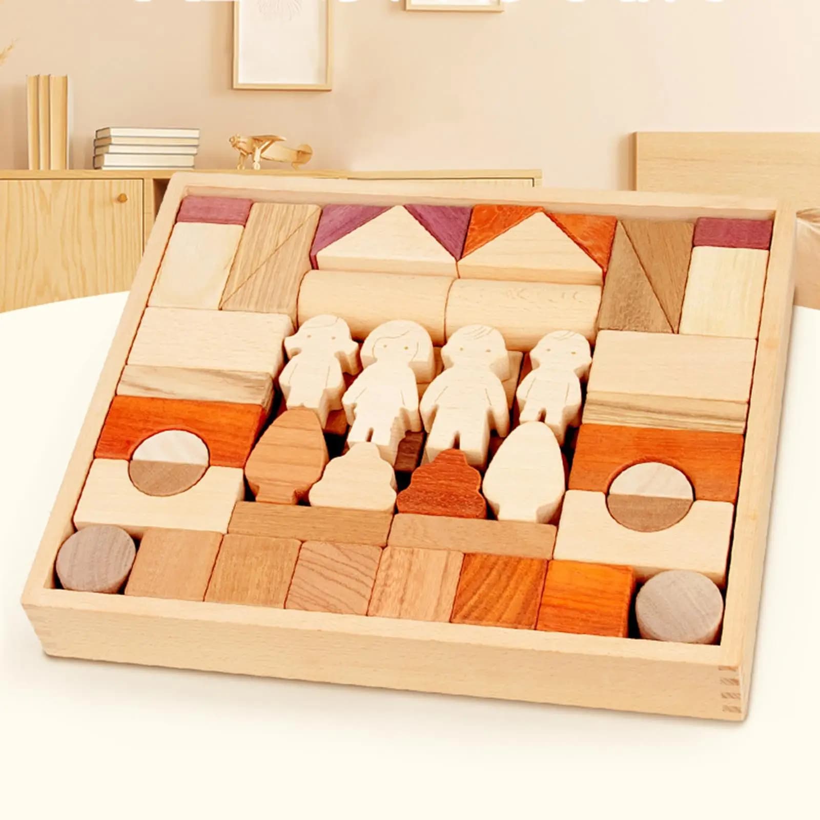 Wooden Building Blocks Set Stacking Blocks Game Toy for Children Girls Holiday Gift