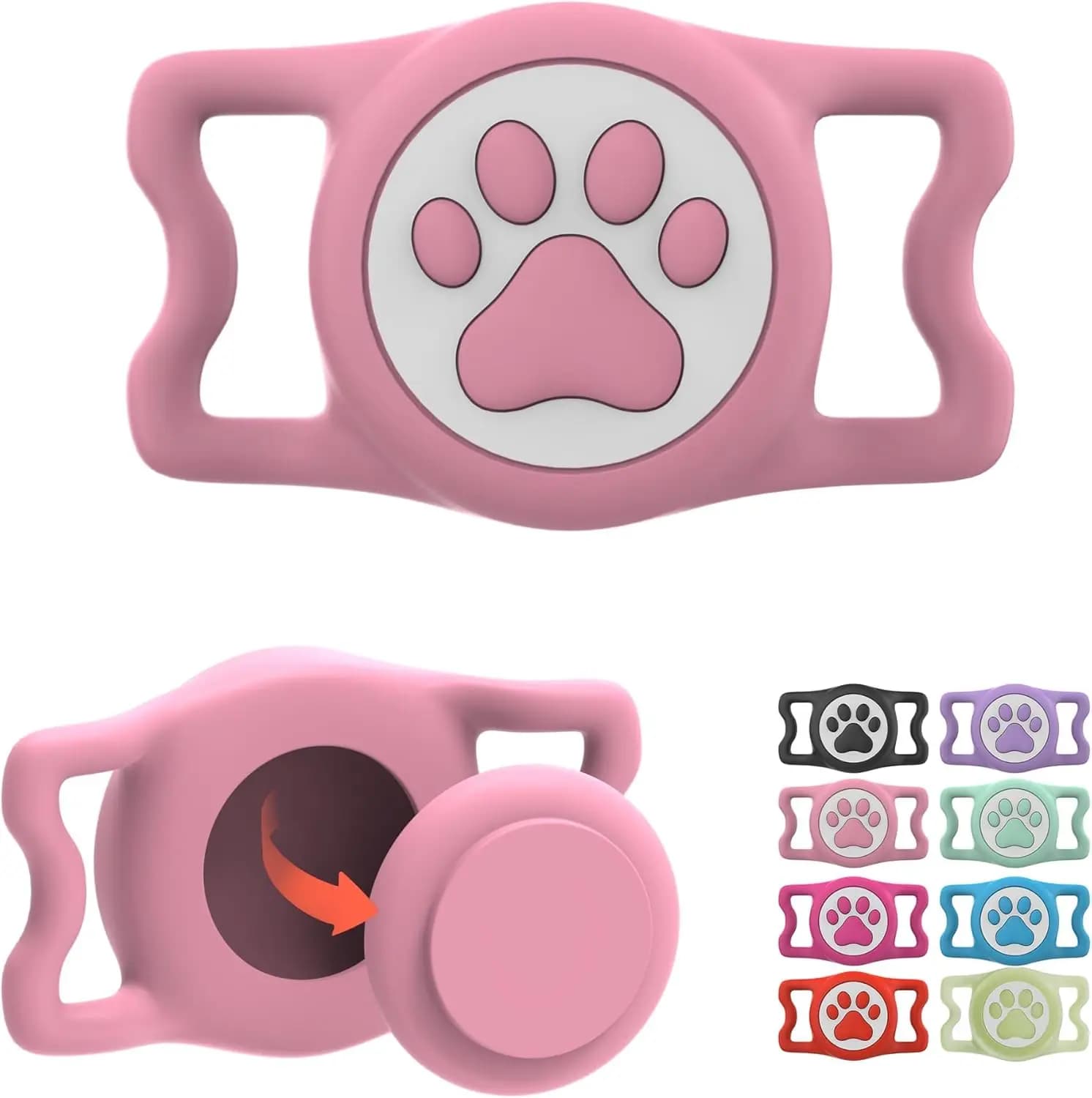 Supporto in silicone impermeabile per AirTag per collari di cani e gatti, accessorio rosa per animali domestici