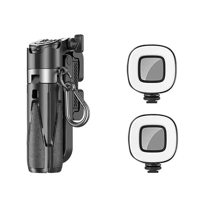 P15 Mini Selfie Stick Tripod For Professional Vloggers, With Two Lights And A Detachable Remote, Extendable Grip