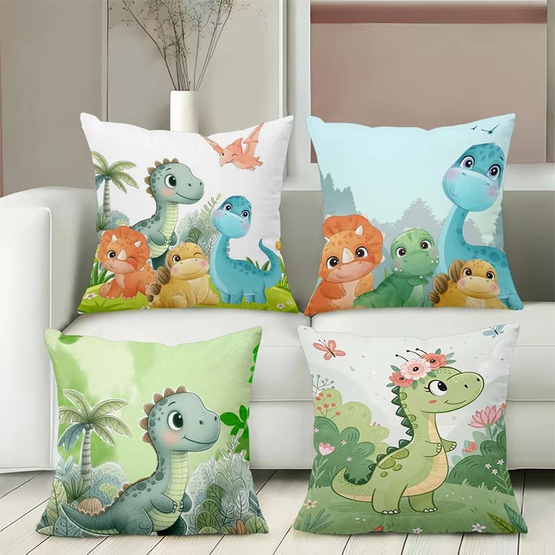 Cuscini decorativi con motivo dinosauro per l'arredamento della casa, federa in poliestere, cuscino decorativo per divano, cuscino per testiera