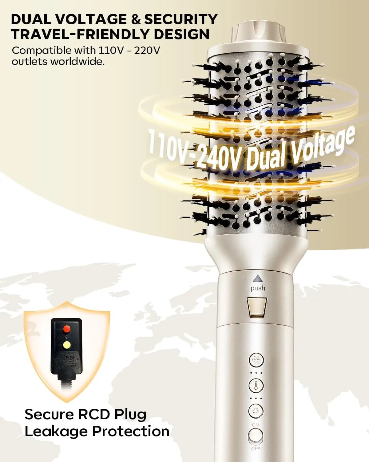 Styler ad Aria Calda e Spazzola Asciugacapelli 8-in-1 a Doppio Voltaggio (100-240V) con Accessori per Lisciare e Arricciare, 110.000 RPM Ionico Veloce