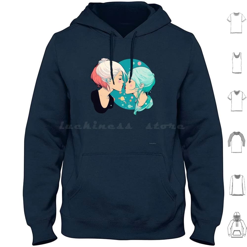 Girlfriends Lovers Female Lovers Lovers Pop Culture Art Hoodie Cotton Long Sleeve Art Sapphic Art Sapphic Vintage