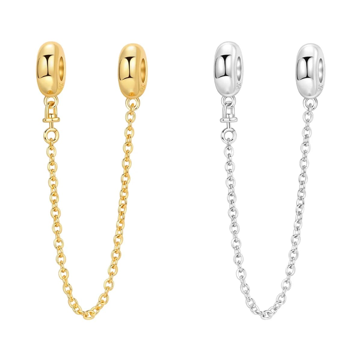 MISEFF S925 Ciondolo in argento sterling semplice e liscio con catena di sicurezza per braccialetti, creazione di gioielli fai da te, regalo per le donne