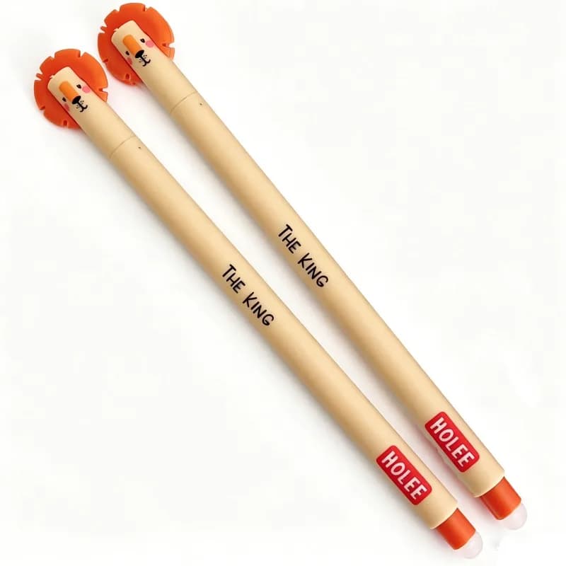 Penna Gel Cancellabile Stile Africano con Leone, Elefante e Giraffa, Inchiostro Blu 0.7mm, Penne a Sfera per Scuola, Ufficio e Feste
