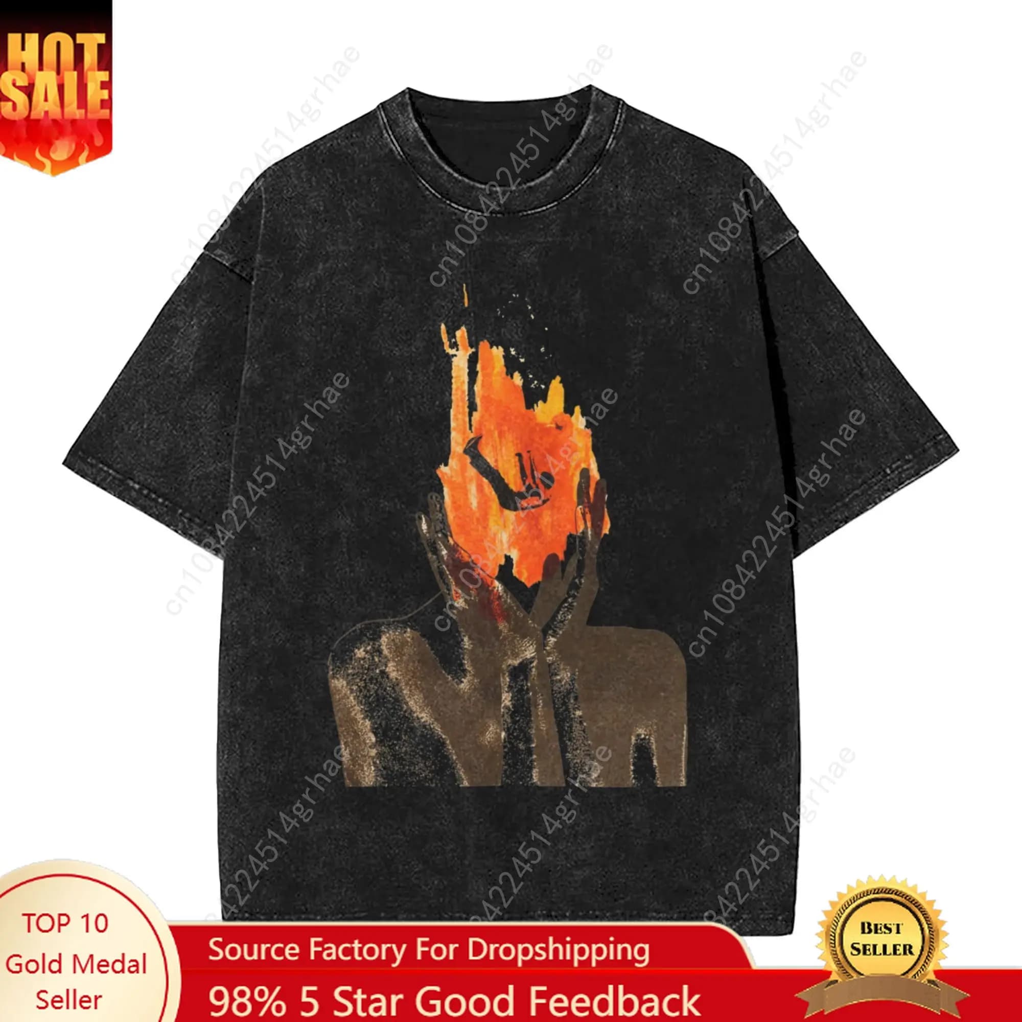 Collezione di moda rock music T-shirt da uomo nuove stampate lavate T-shirt grafiche da uomo alla moda