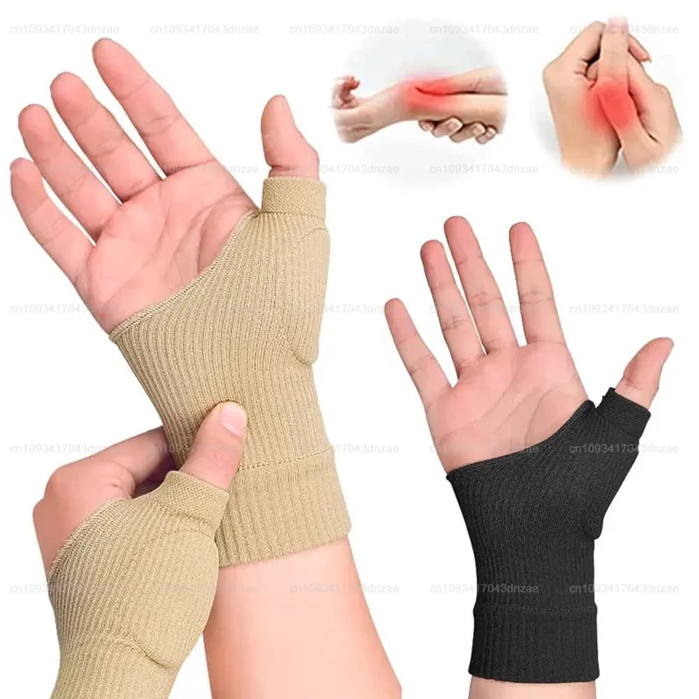 1 paio di guanti per artrite a compressione per pollice da polso, supporto per polso traspirante, manica da polso con protezione per infortuni al pollice in gel