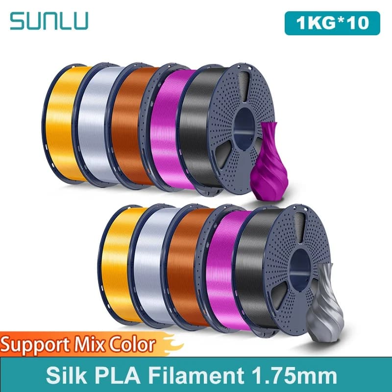 SUNLU 10KG 3D Printer Silk Filament PLA 1.75mm 1000g 3D Printer Filament Wrapped 3D Printer and 3D Pen