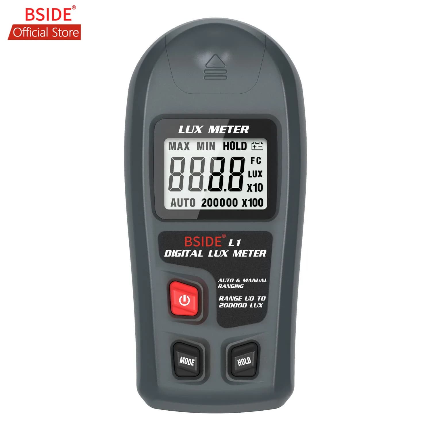 BSIDE L1 Misuratore di luce Misuratore di illuminamento digitale Tester Lux portatile LCD 0-200.000 Lux/Fc Luxmetro tascabile Fotometro Coltiva le piante
