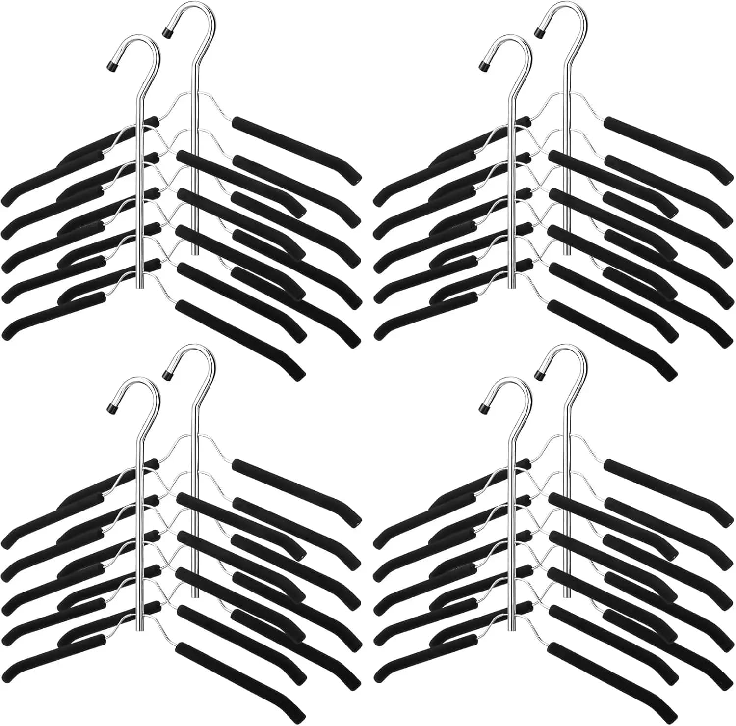 Set of 8 Multilayer Coats, 5-in-1 Stainless Steel Anti-slip Spacer Resistant for Shirts and Coats, Black