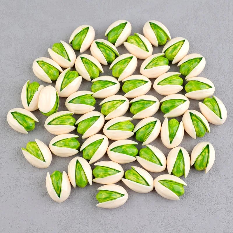 20Pcs Resin Pistachio Fake Foods Material Kit Resin Flat Cabochons Embellishment Diy Wedding Hairpin Accessories Scrapbook Craft