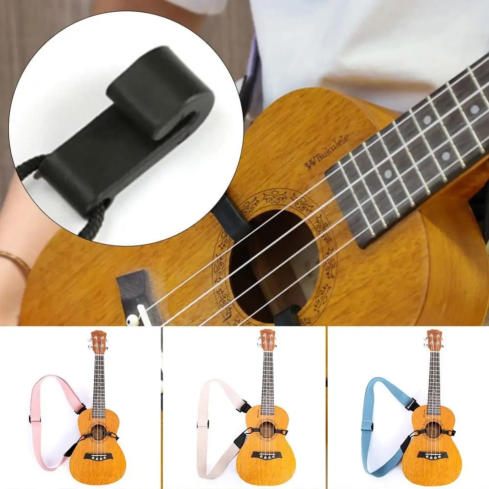 7 colori Hang Neck imbracatura durevole con gancio cinghie per strumenti musicali accessori per chitarra cinghia per Ukulele cintura regolabile