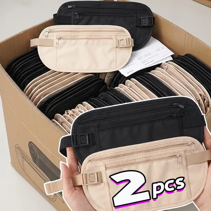 Running Waist Bag Double Layer Concealed Fanny Pack Slim Anti Theft Travel Money Belt Waterproof Belt Bag for Sports Men Women