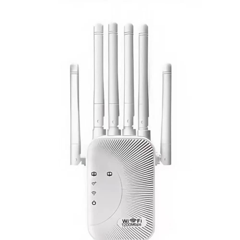 Ripetitore WiFi in Plastica Resistente 300Mbps/1200Mbps 2.4G 5G Router Wireless Dual Band con 6 Antenne, Estensore di Segnale Internet