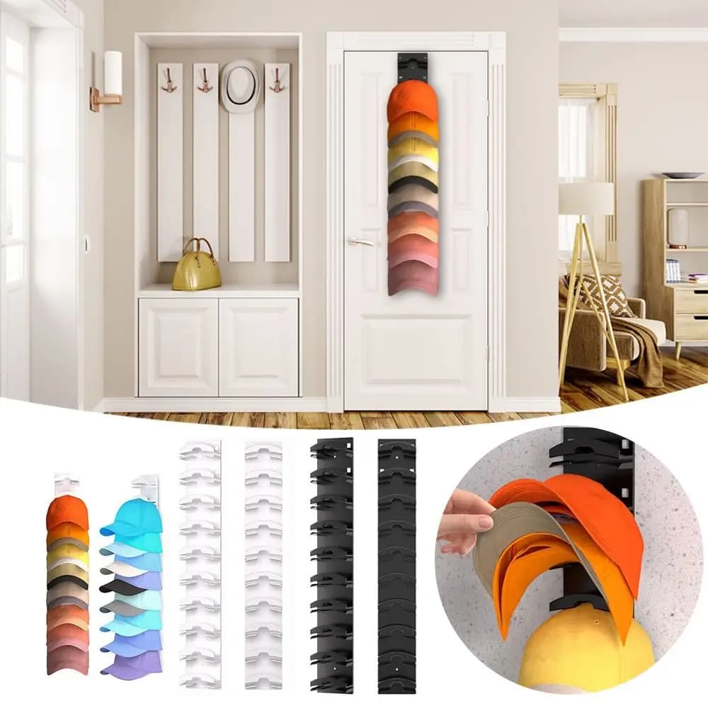 Organizzatore per Cappelli da Armadio, Porta Cappelli in Plastica Salvaspazio per Cappellini da Baseball, Organizzatore per Cappelli da Appendere alla Porta dell'Armadio