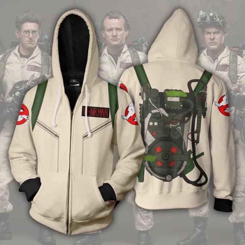 Fashion Ghost busters Zip sweatshirt Long sleeves Cosplay sweatshirt with 3D printed women's hood