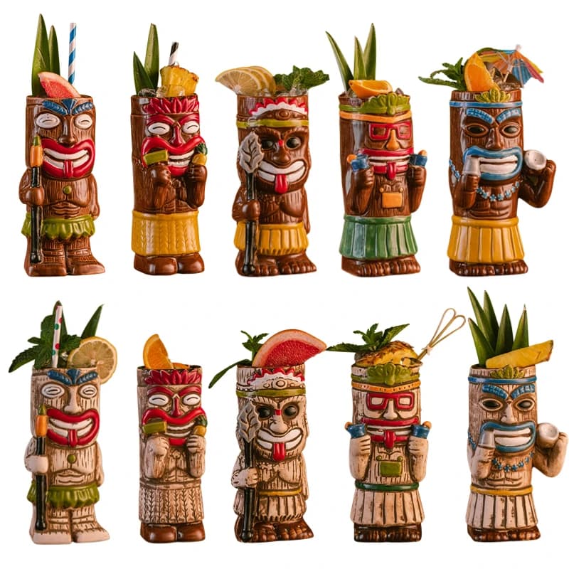 Tazza Tiki Tazze da cocktail hawaiane Tazza divertente in ceramica creativa Tazze Tiki Birra Bevanda Tazza Tazza da vino Strumenti da bar Regalo per gli amici