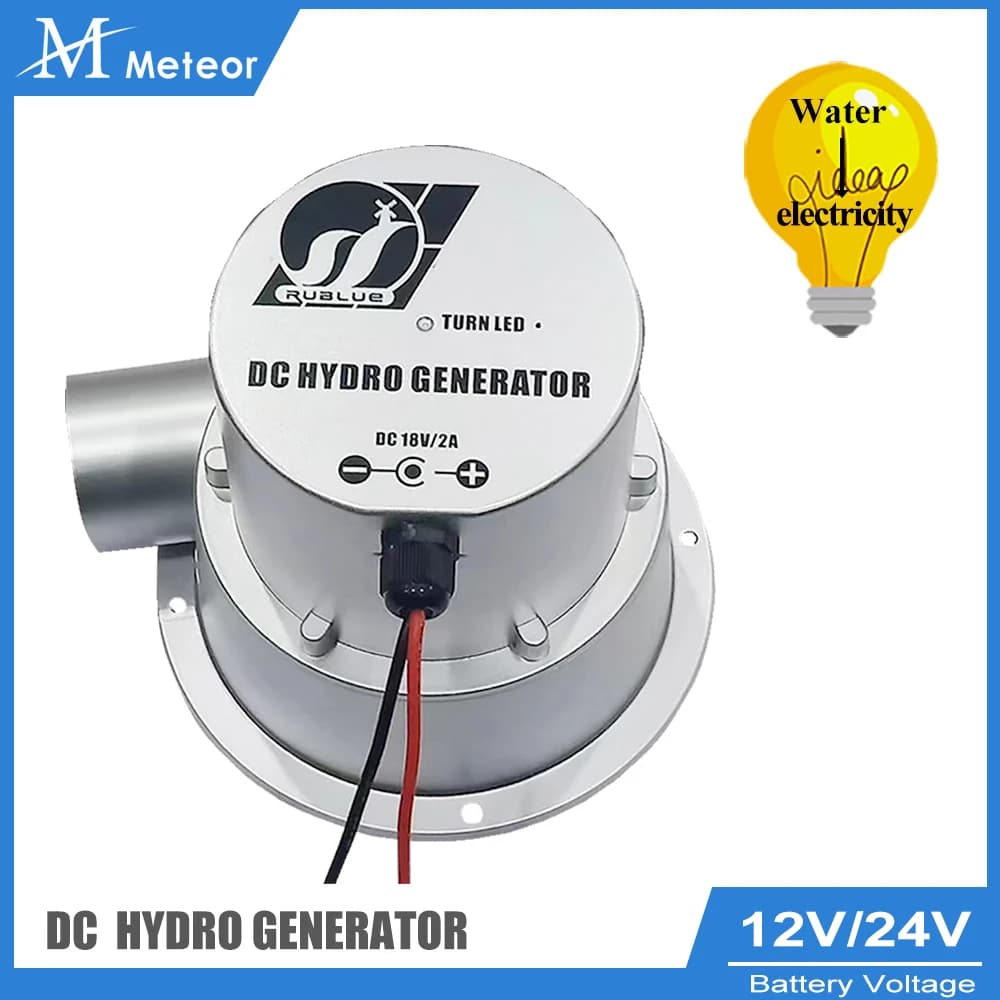 Meteor 100W 50W 36W Turbina ad acqua Alimentazione portatile 36V 18V DC Generatore idroelettrico Uso per batteria 12V 24V