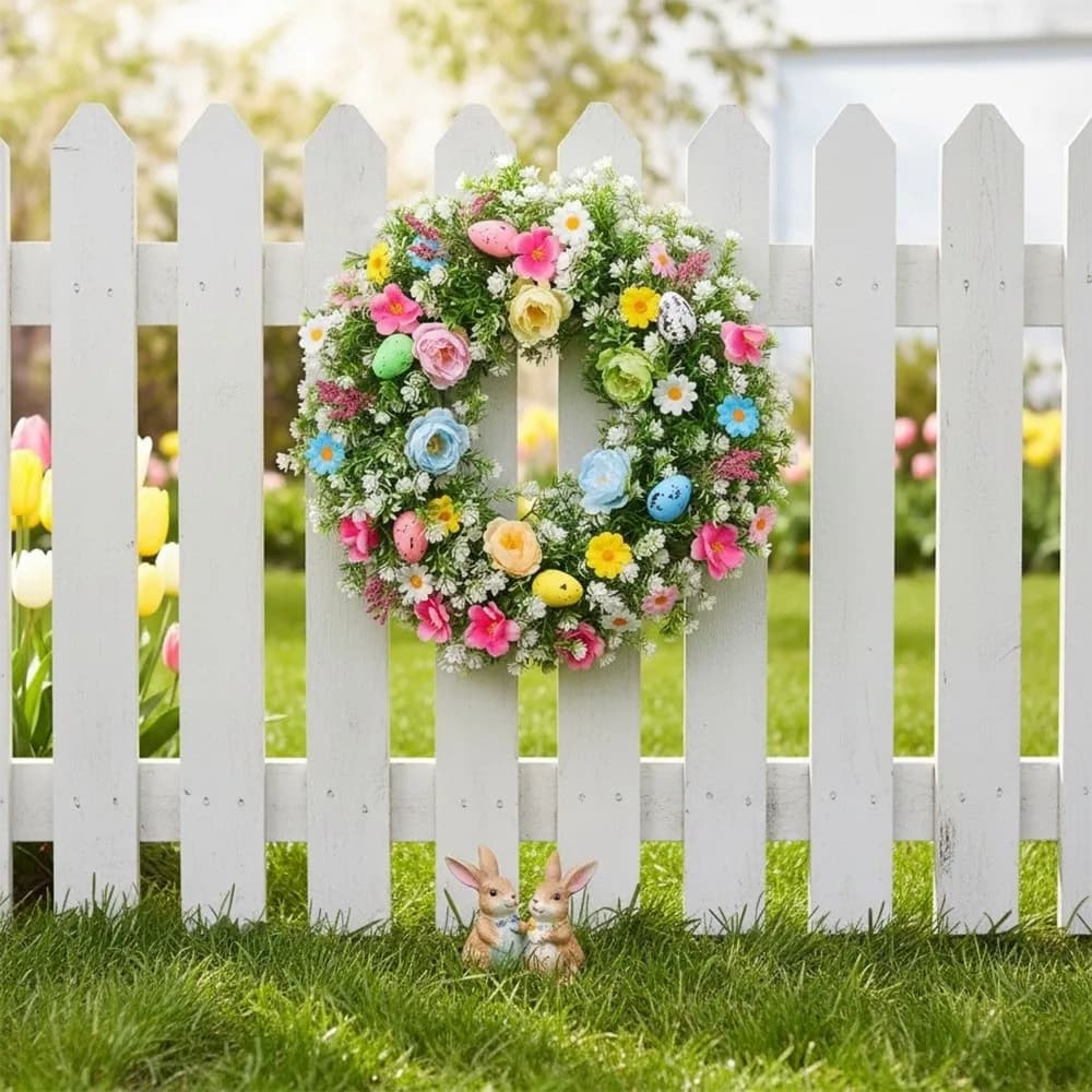 Plastic Easter Decoration Wreath Lifelike Vivid Colors Easter Egg Wreath Simulated Plant Handmade Artificial Wreath