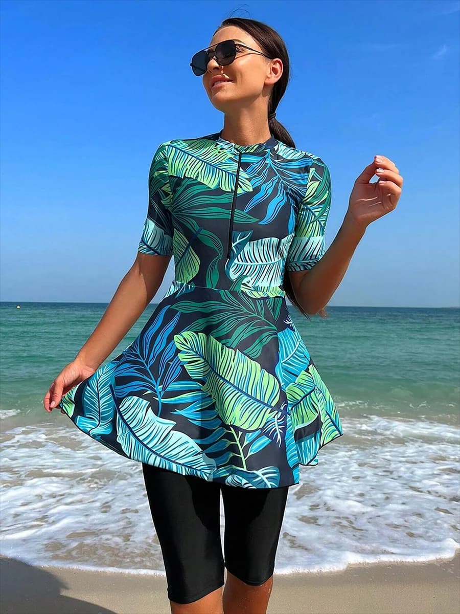 3 pezzi floreale modesto Burkini Femmes donne costumi da bagno musulmani Burkini costume da bagno islamico