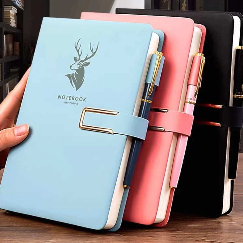 1/2pcs A5 Leather Notebook - 360° Lay-Flat Premium PU Journal with Buckle Closure, Soft Cover for Home, Office & Study