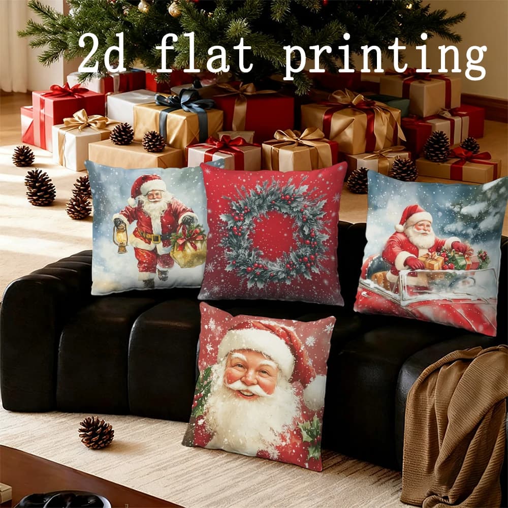 Decorazioni per la casa Fodere per cuscini decorativi natalizi a tema Babbo Natale Fodera per cuscino modello adatta per divano, camera da letto, auto