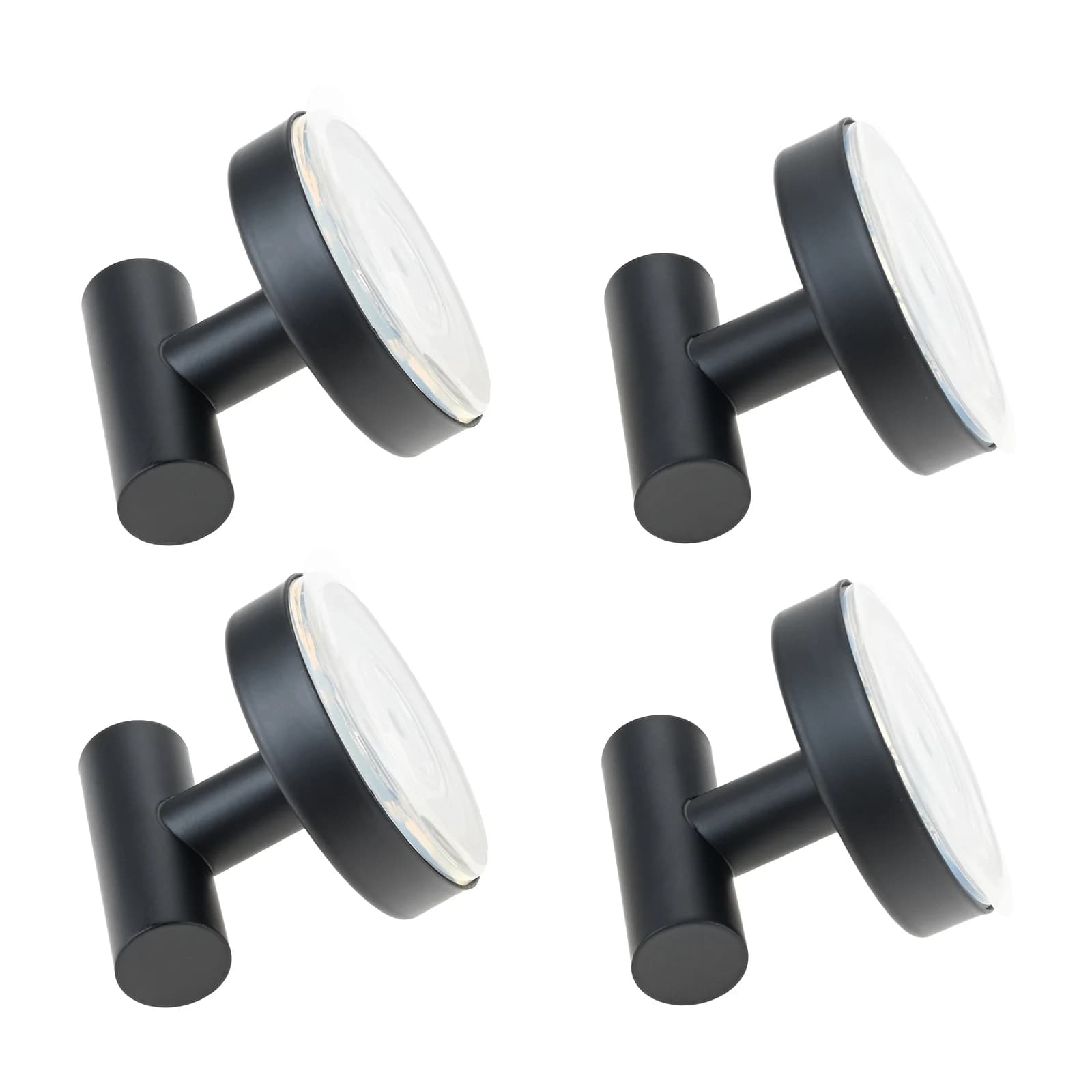4pcs Stainless Steel Suction Cup Hook Strong Suction Wall Mount Hook Punch-free Kitchen Bathroom Wall Hanger Towel Clothes Black