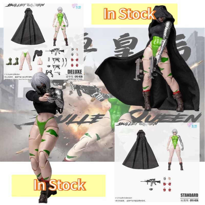 Nuovissima e Autentica Action Figure da Collezione Xuanjian Studio 1/12 Bullet Queen con Occhi Mobili e Vestiti in Tessuto, Articolata