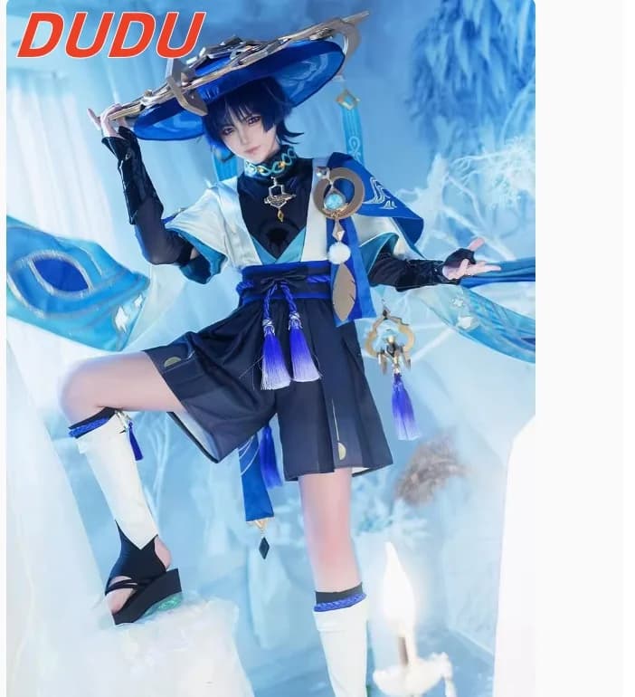 Gioco Genshin Impact Wanderer Scaramouche Costume Cosplay abiti da uomo Halloween Cosplay Set completo con cappello