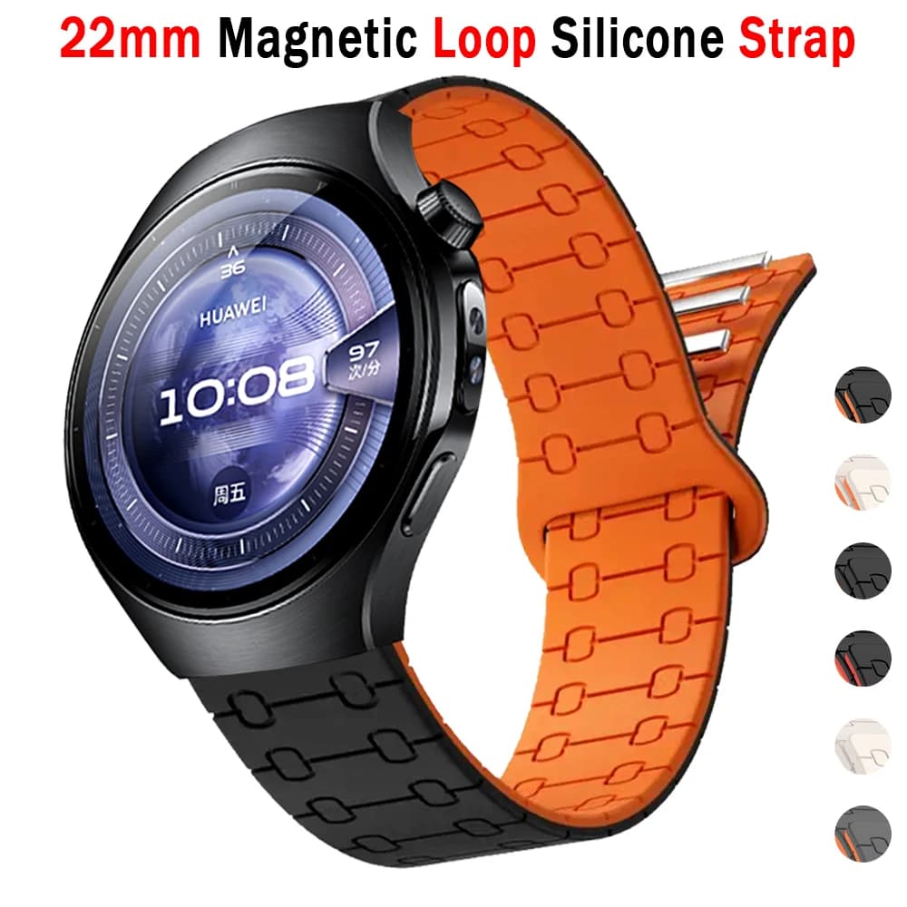 22mm Magnetic Silicone Strap For Huawei WATCH 5 4 Pro 46mm Replace Watch Bands For Huawei GT 5 GT5 GT4 GT2 GT3 Pro 46mm Bracelet