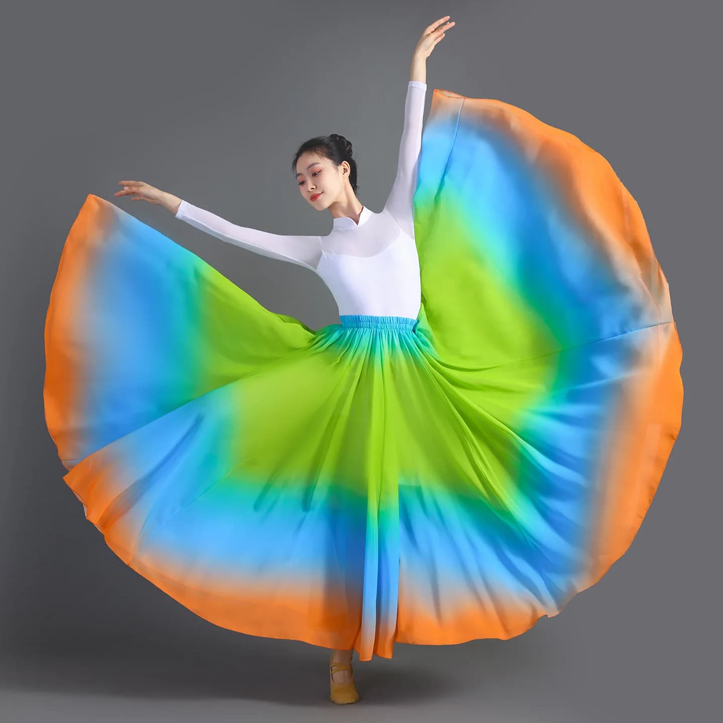 Gonne Donna Primavera Estate 2026 Nuova Moda Colore Sfumato Gonna a Pendolo per Danza Classica Elegante Gonna Lunga da Donna
