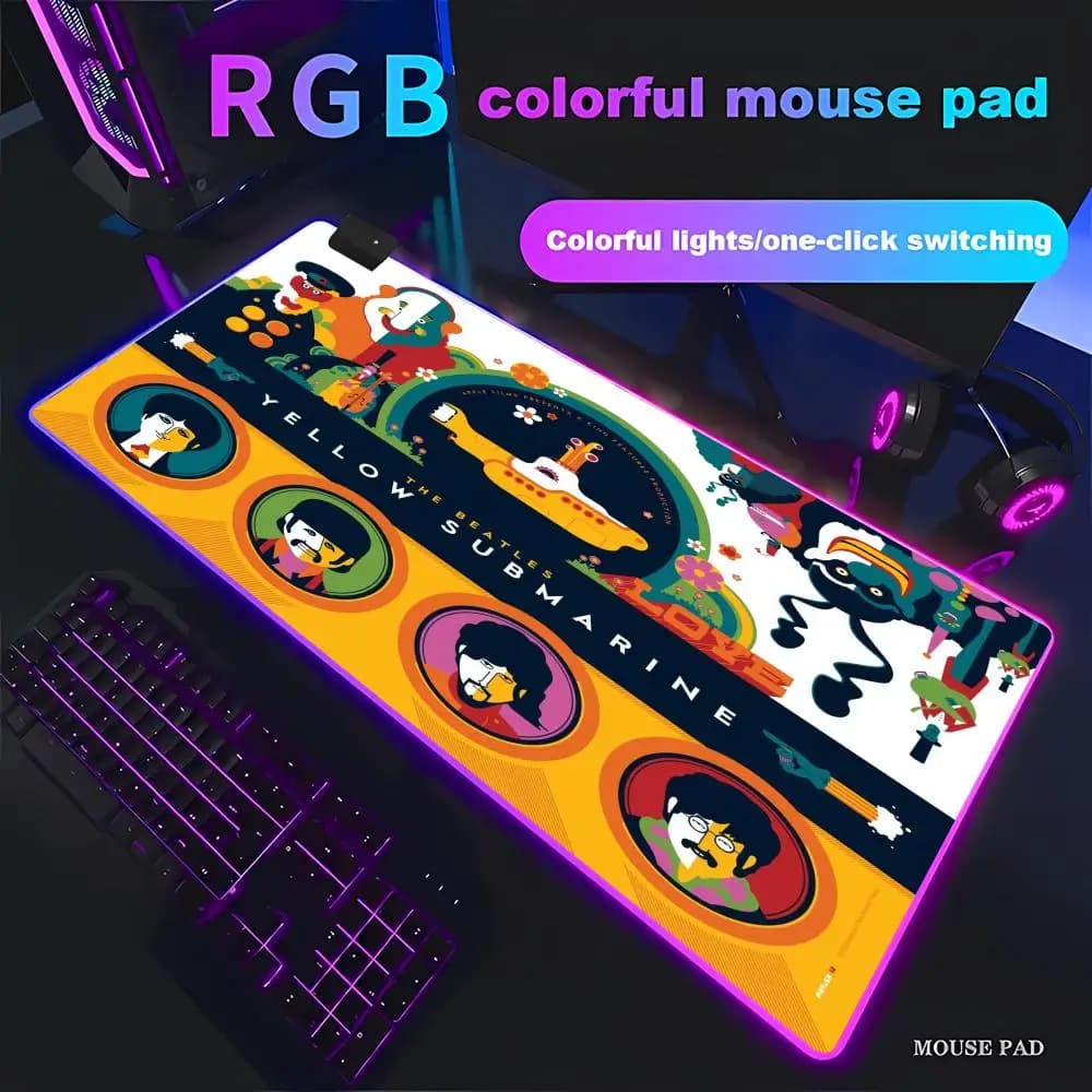 Tappetino per mouse RGB The B-Beatles Band, tappetino per mouse da gioco in gomma naturale, tappetino da scrivania per Gameing World Tanks, CS GO, Zelda, HYBXAXC