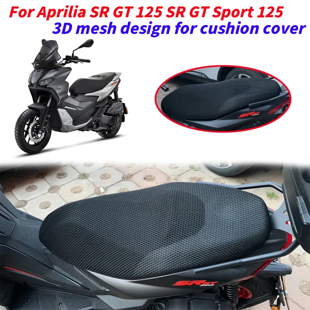 Per Aprilia SR GT 125 SR GT 125 Sport Fodera per cuscino del sedile del motociclo Maglia a nido d'ape Protezione solare Antiscivolo 3D Traspirante Coprisedile
