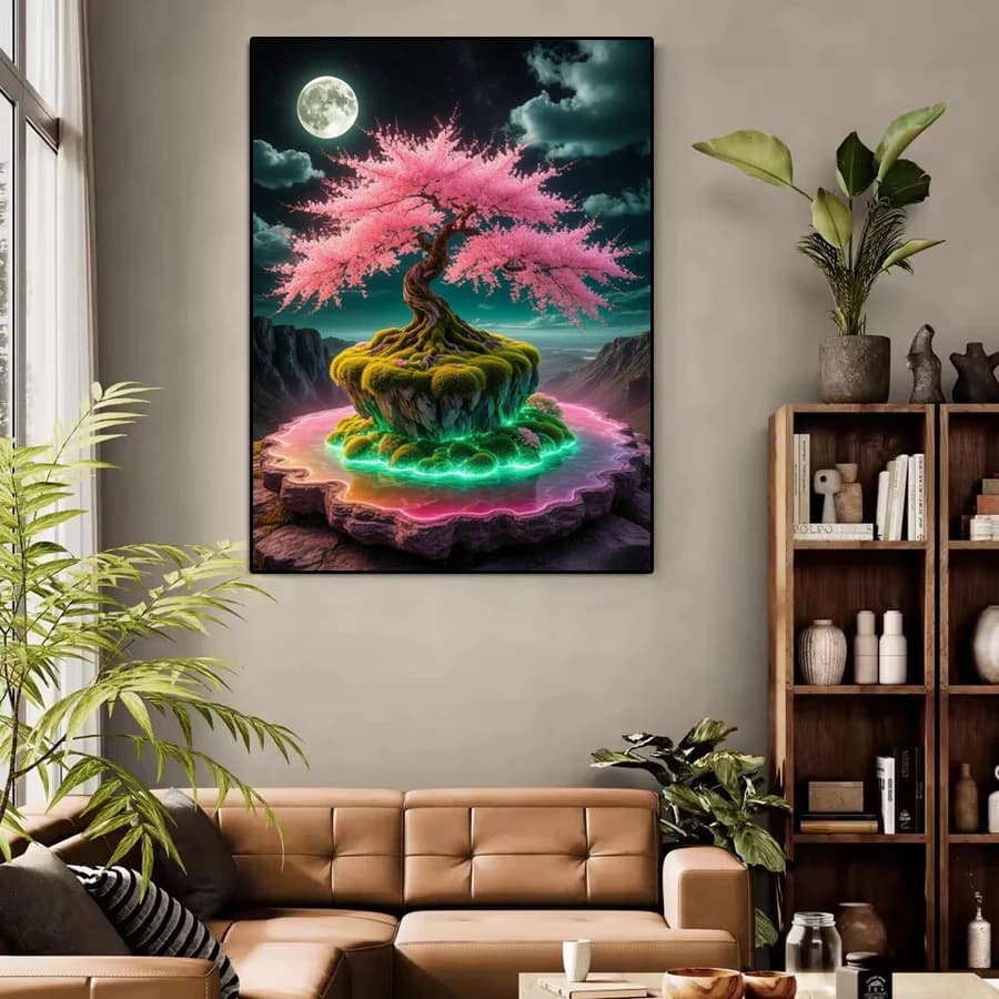 Moon Life Tree Landscape Diy Diamond Painting Jewelry Cross Stitch New Collection Fantasy Scenery Full Mosaic Embroidery Picture