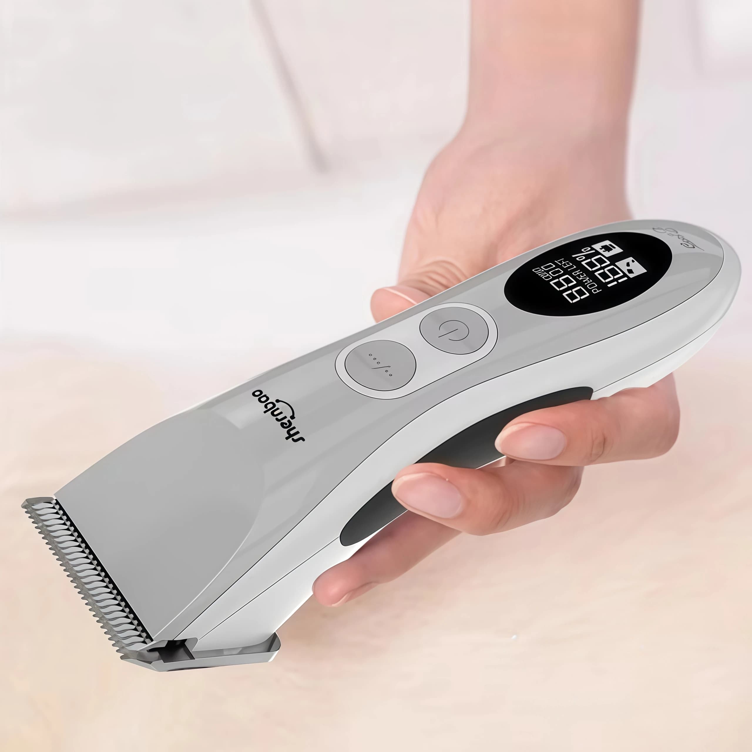 Shernbao CAC-878 Professional Pet Clipper High Torque 6000RPM Cordless Dog Grooming Trimmer LCD Display 2600mAh Battery